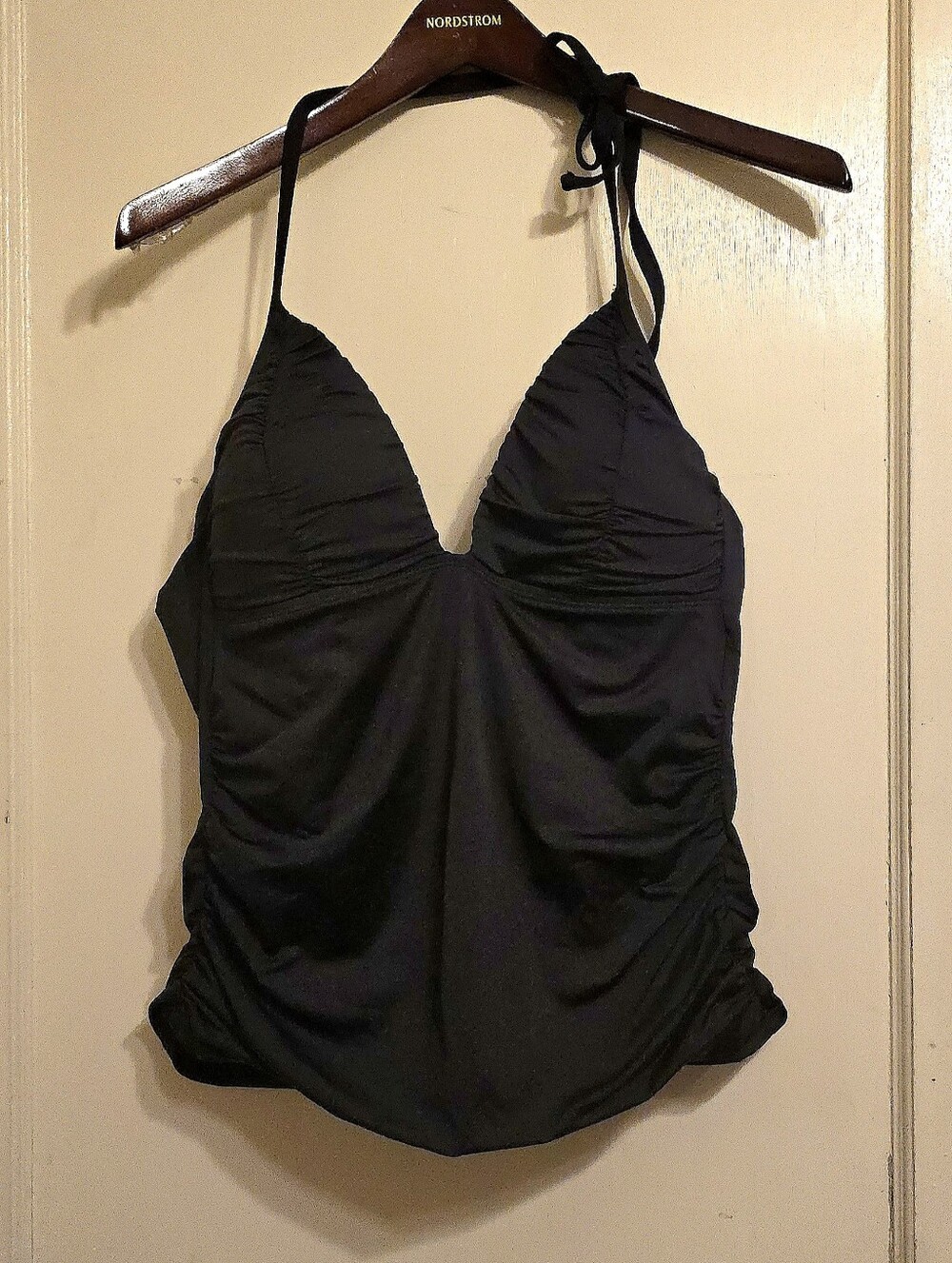 Black Halter Ruched One-Piece Swim Tankini Top Size 12 by Apt 9